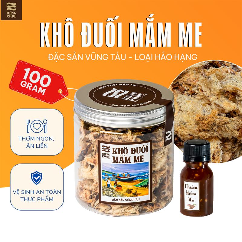 Khô cá Đuối mắm me HỒNG PHÚC Seafood 100g ( TẶNG KÈM MẮM ME ) Ăn Vặt Thức Ăn Cay