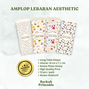 [Bisa CUSTOM tulisan] Amplop lebaran uang THR desain bunga aesthetic terbaru 2026 isi 12pcs - 20pcs Ukuran besar High Quality Print || Berkah Printable
