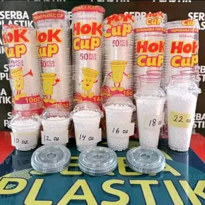gelas/cup plastik merk hok 8oz/10oz/12oz/14oz/16oz/18oz/22oz
