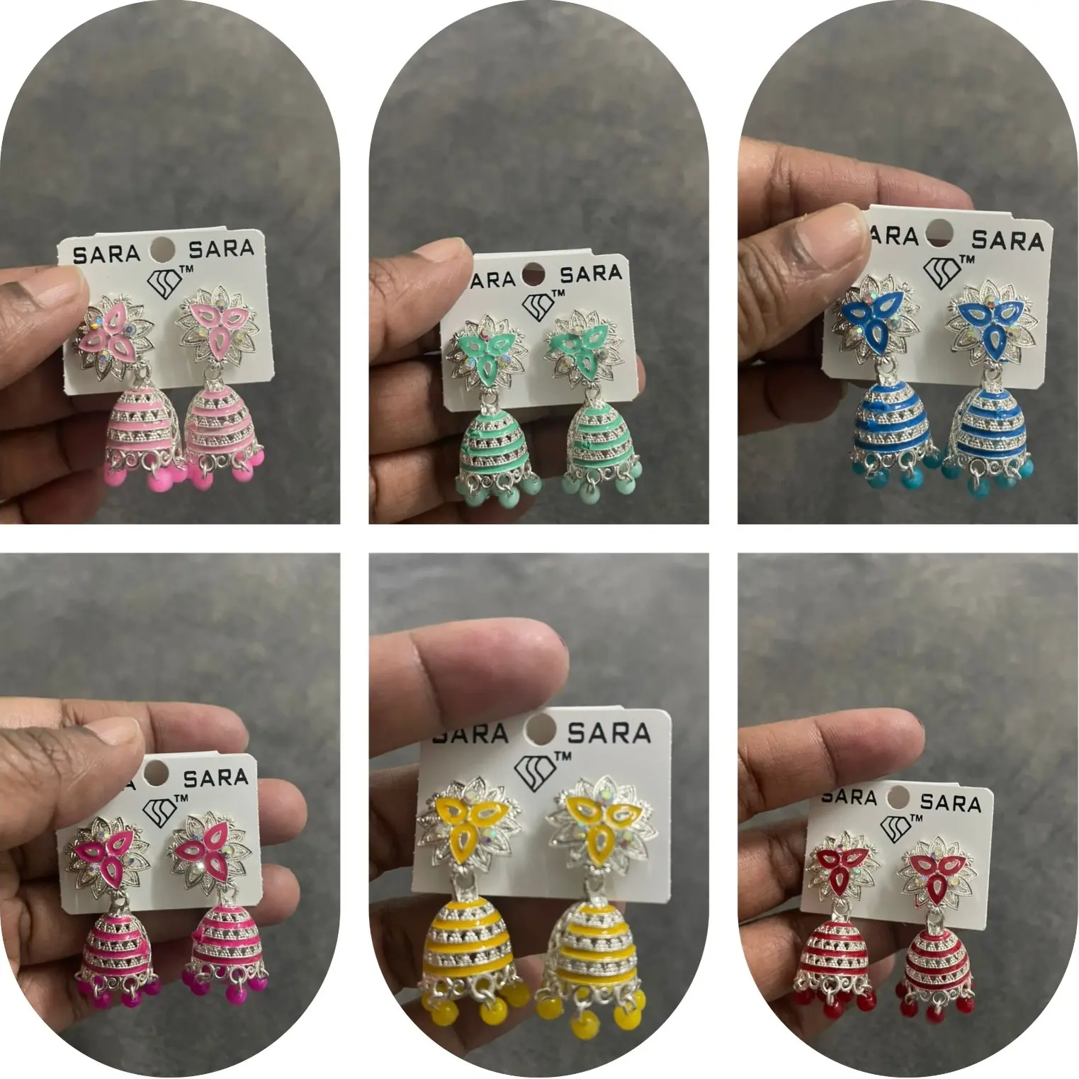 NJ Jumka earrings with colorful and unique designs in a small size.