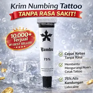 RAMBO 75% Krim Perawatan Tattoo untuk Sulam Alis Bibir Eyeliner Laser Roller Wajah 10g Membantu Miminimalkan Rasa Sakit - Kusam