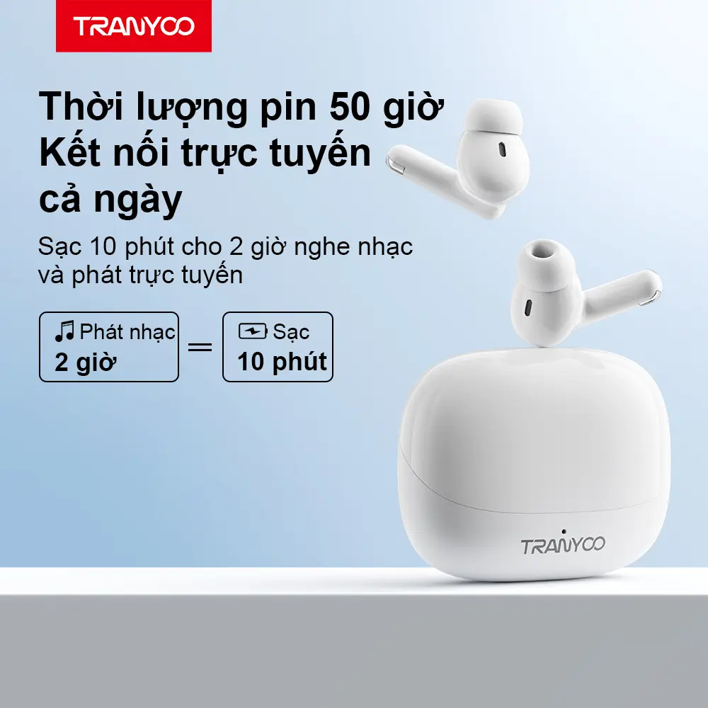TRANYOO Tai Nghe Bluetooth TRANYOO T-M26 Bluetooth 5.3 Khử Tiếng Ồn Thông Minh Chức Năng Nghe Gọi Chơi Game Thời Lượng Pin Lên Đến 6 Giờ - Bảo Hành Chính Hãng Nhét Tai Nghe Nhạc Earphone di động trong tai bass sound | BigBuy360 - bigbuy360.vn TRANYOO Tai Nghe Bluetooth TRANYOO T-M26 Bluetooth 5.3 Khử Tiếng Ồn Thông Minh Chức Năng Nghe Gọi Chơi Game Thời Lượng Pin Lên Đến 6 Giờ - Bảo Hành Chính Hãng Nhét Tai Nghe Nhạc Earphone di động trong tai bass sound | BigBuy360 - bigbuy360.vn