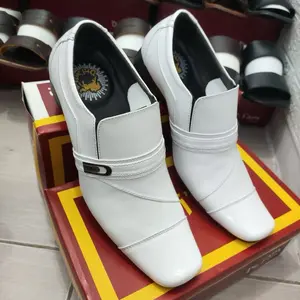Sepatu Dr. Iam - Sepatu Pantofel Formal Pria - Kulit Sapi Asli 100% - Dr. Iam 6002 Putih ( Produksi Sendiri )