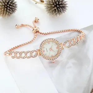 [FREE BOX+GIFT] Jam Tangan Rantai Serut Kepang Model Bulat Romawi Permata Mewah