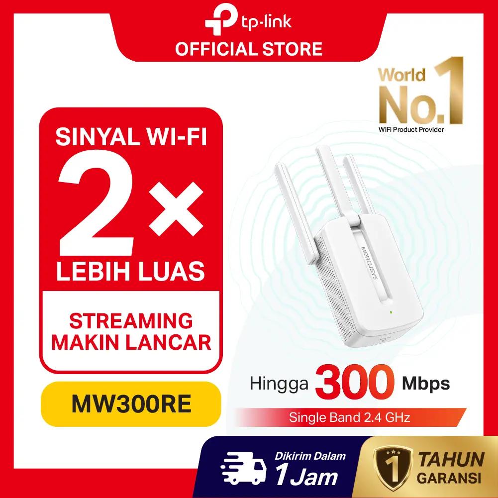 TP-Link | Mercusys MW300RE | WiFi Extender | WiFi Repeater | Penguat Sinyal | Penangkap Sinyal | Penguat Jaringan | Penguat Wifi Jarak Jauh Tanpa Kabel | WiFi Booster | Signal Booster | WPS | Pemancar Wifi | WPS