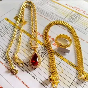 set perhiasan E.M.A.S muda motif permata merah