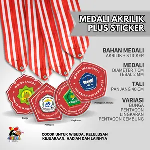 Kuinsa Gallery Custom Medali Sticker Bahan Akrilik Penghargaan Olimpic Souvenir Hadiah Wisuda Anak-anak