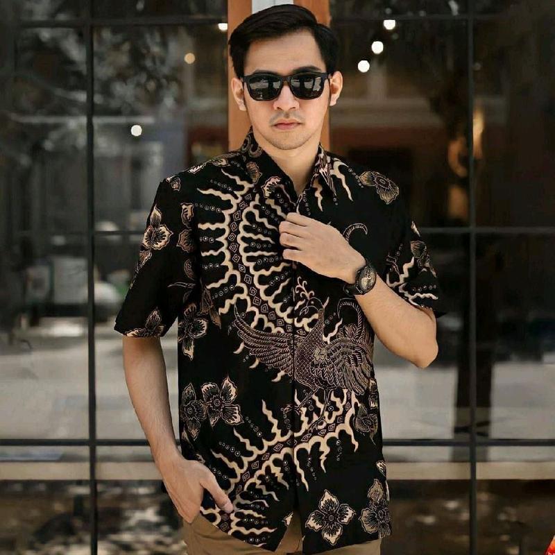 [BISA COD] HEM BATIK PRIA BAHAN KATUN PRIMA Grade A - MOTIF KEKINIAN Cowok Formal casual Blue Shirts Baju Couple Seragam Kerja Keren 8