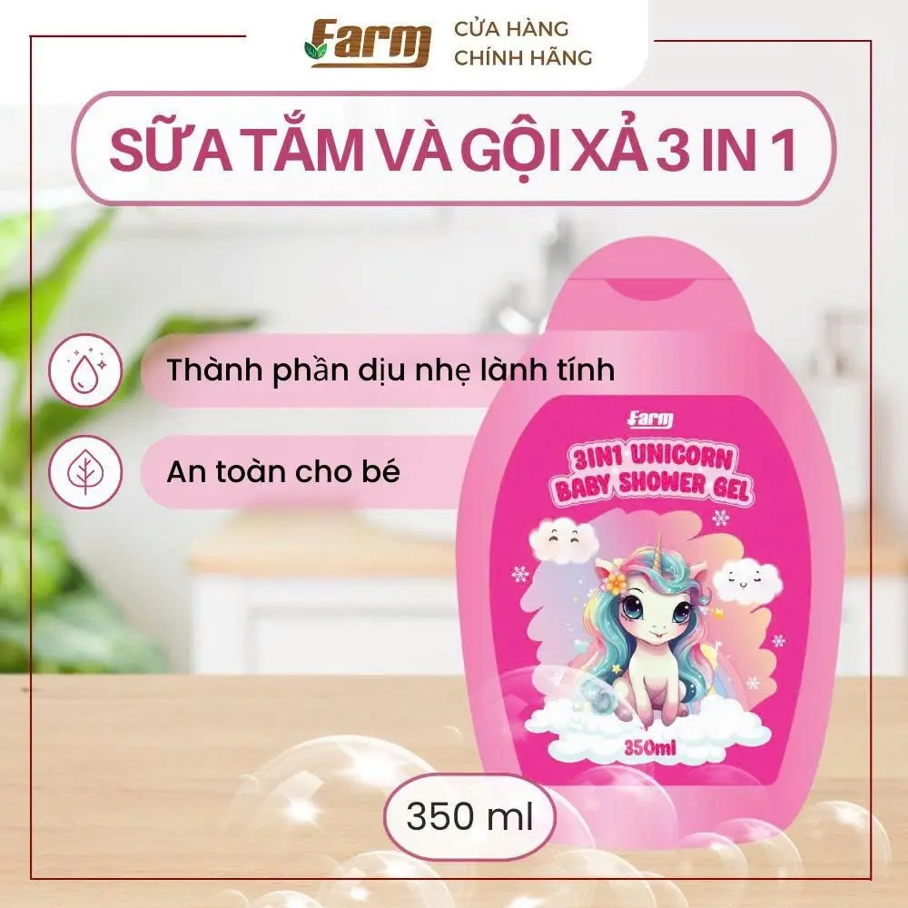 Sữa Tắm, Dầu Gội Và Dầu Xả Cho Bé  3in1 FARM