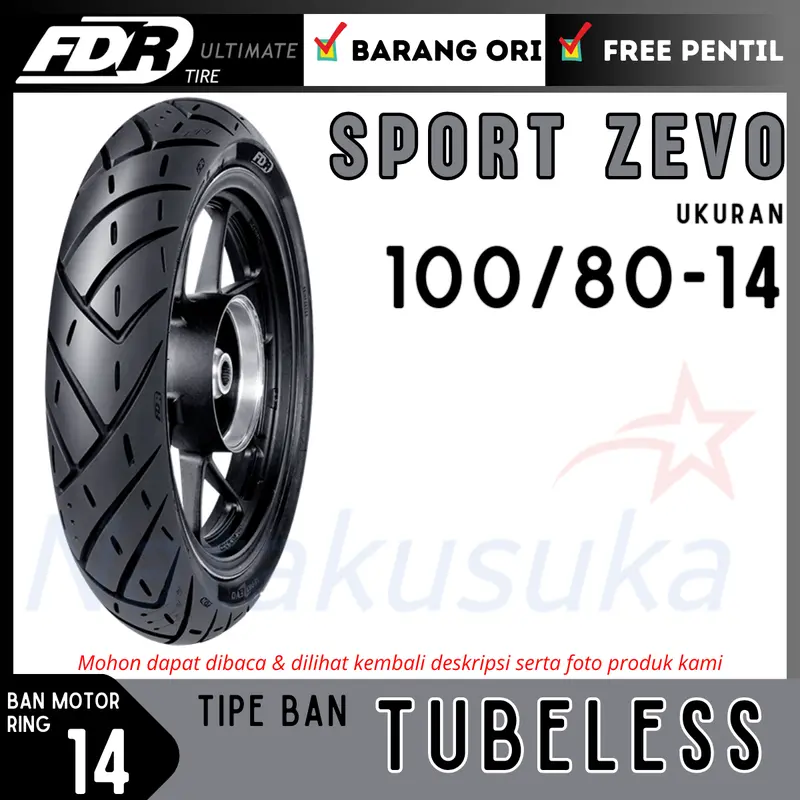 Ban Motor FDR Sport Zevo 100/80-14 Tubeless (TL) Motor Metic 0
