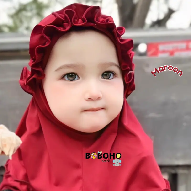 BOBOHO - Jilbab Anak Bayi Lokal Raina Kriwil 0-3 Tahun / Hijab Baby Muslim Kerudung Instan Pita 6