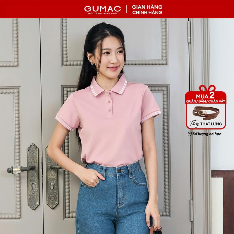   MUA 2 GIẢM THÊM 5%  Áo polo nữ thun cá sấu thời trang GUMAC phối sọc 2 viền thiết kế đẹp nhiều màu thanh lịch LPLE0917 