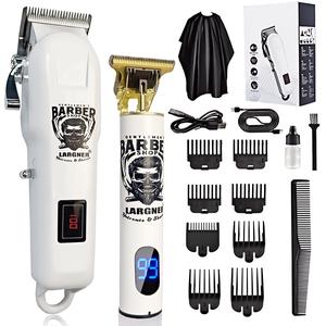 Largner セラミックTブレード搭載 ヘアクリッパー＆シェーバーセット、10種ガイドコーム付き充電式バリカン