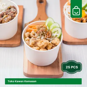 Paper Bowl isi 25 pcs Polos & Motif - Bahan Berkualitas