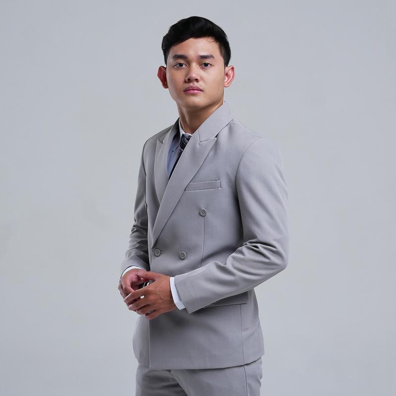Mubeng - Elegant Jas Double Breasted Slimfit Wool Italy 1