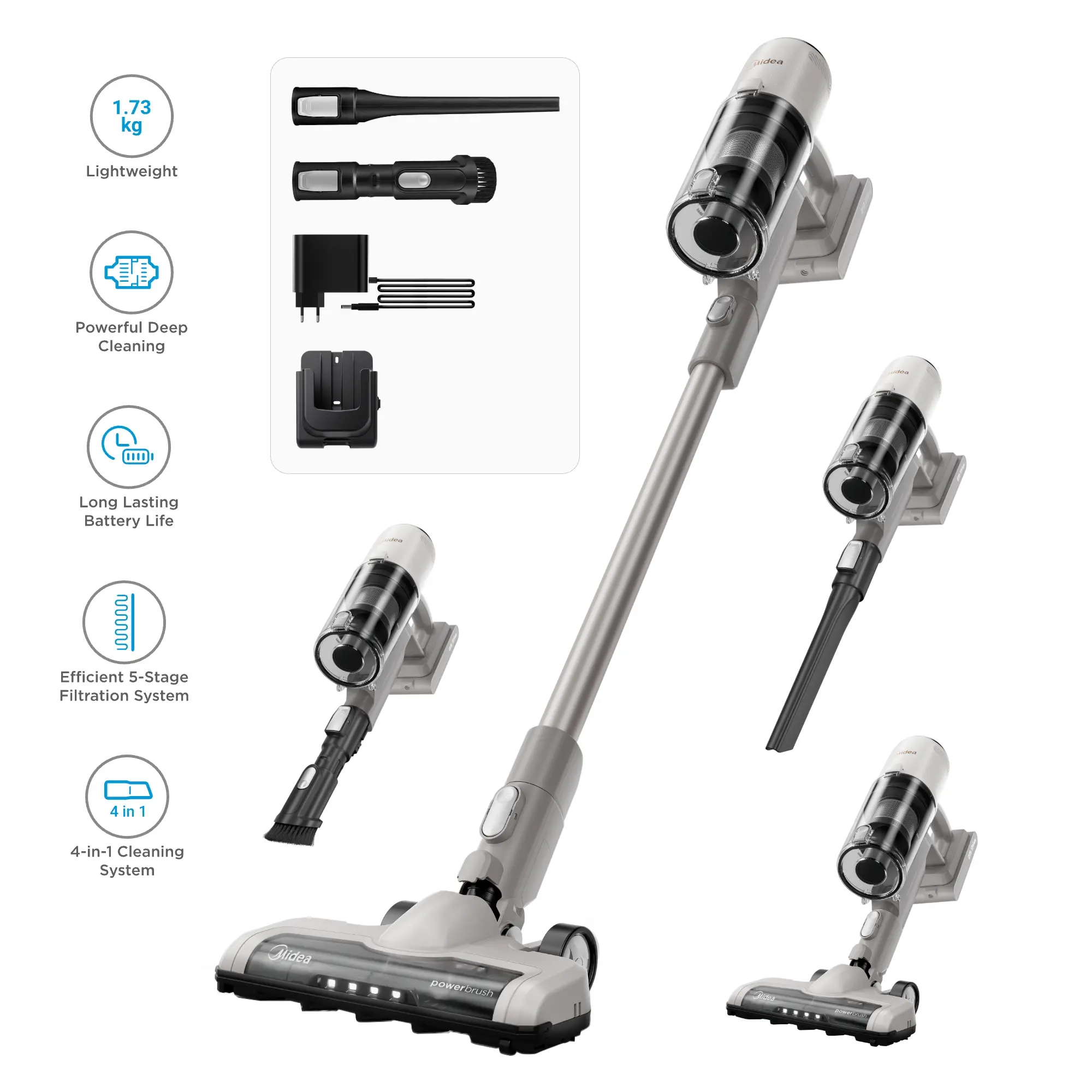 Midea Vacuum Cleaner P9 lite, 28000Pa powerful suctio,4-in-1