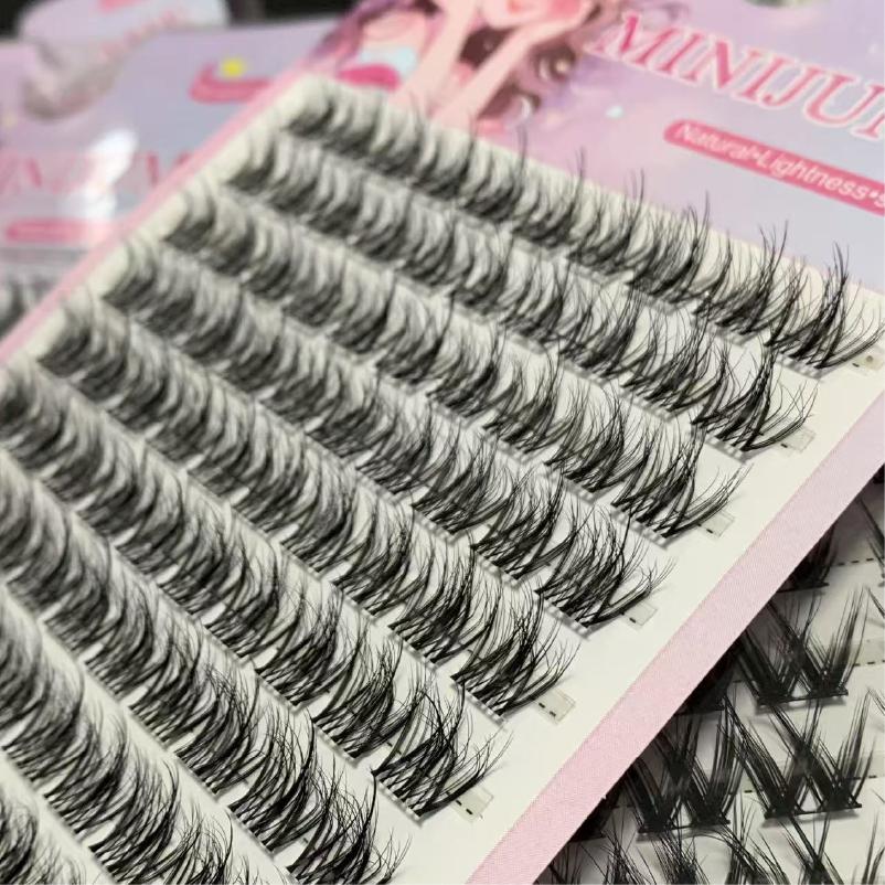 MINIJUMIE Bulu Mata Palsu 14mm dengan Kapasitas Besar dan Keriting Klaster Tunggal Bahan Serat Berkualitas Tinggi Cocok untuk Penampilan Alami Bulumata