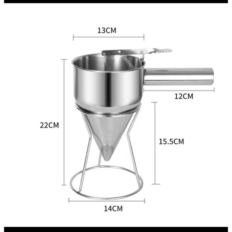 Phễu inox rót tự ngắt dùng rót sữa chua nước sốt nước bột gia vị nguyên liệu nấu ăn