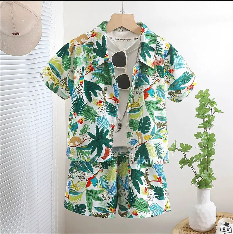 Bộ hoa quả lá cành đi biển top set hawaii  nhóm nam nữ, gia đình, quần áo nhóm đi du lịch hè 2023 0