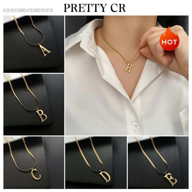  Vòng Cổ Xương Rắn Chất Liệu Thép Titan Không Màu Thiết Kế 26 Chữ Cái Thích Hợp Cho Các Cặp Đôi Đồ Trang Sức Cặp Đôi 