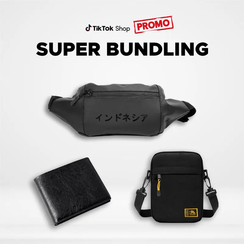 Beli 1 dapat 3 - Promo Super Bundling- Waistbag, Dompet & Tas Selempang Premium Pria 0