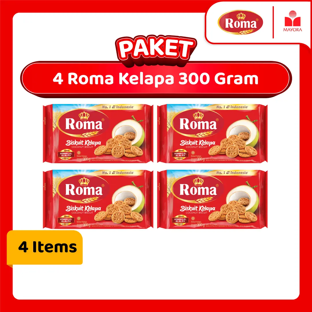 Paket Biskuit 4 Roma Kelapa 300 Gram