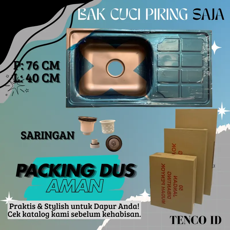 BAK CUCI PIRING UKURAN 76 CM TEBAL BAGUS ANTI KARAT STAINLESS KG-76 1