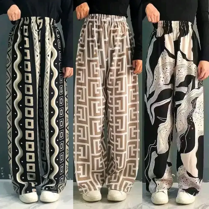 Celana Hommy Motif Wanita Nyaman Lembut Panjang Kulot Karet Cewek Rayon Adem Premium Motif Santai Terbaru