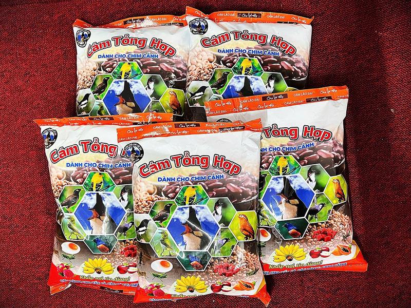 Combo 5 gói cám chim Tổng hợp Lão Đại 1kg gói đỏ dùng cho tất cả các loại chim cảnh chính hãng