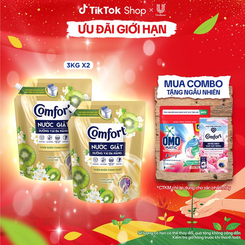 Combo 2 túi Nước Giặt Comfort Thiên Nhiên Thanh Khiết 3KG 1
