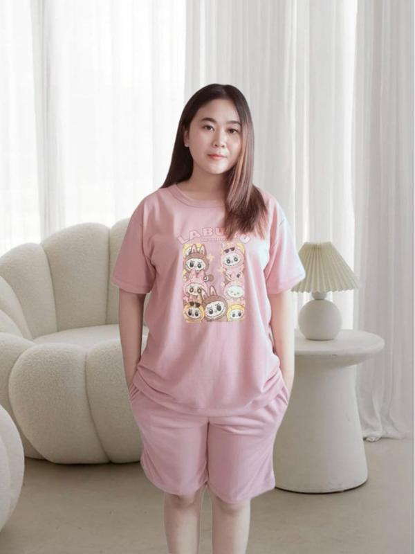 Setelan Baju Vistterry  labubu / One Set Kaos  & Hot Pant WANITA KEKINIAN Model / Stelan  Kaos Celana Pendek Wanita Terbaru bahan adem 5