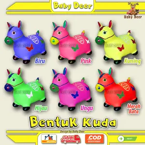 Et02 BENTUK KUDA Musik Anak Mainan Jumping Animal Karet Musik Viral Murah Hewan Lucu Jumbo Besar Hadiah Kado Ulang Tahun New Terbaru COD Baby Deer