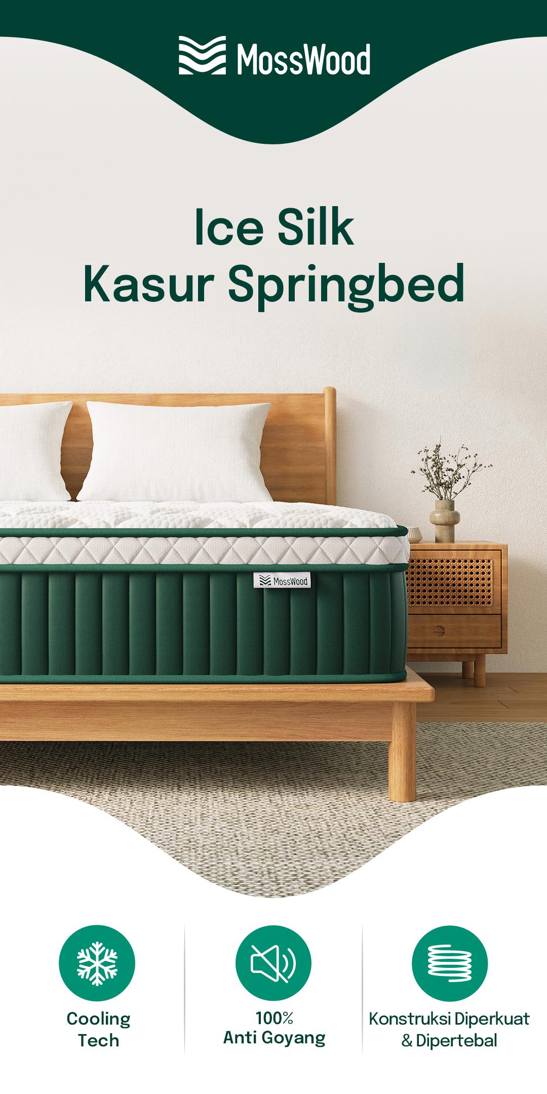 Kasur Busa Spons Pocket Spring Tebal 25cm Lantai Matras Anti Lembab Free Bantal Cooling System 3D Ice Silk dengan Teknologi Dingin & Busa Peppermint