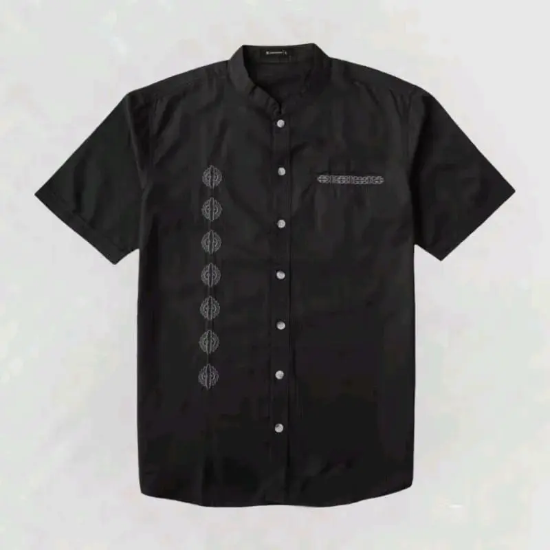 Baju koko bordir Pria dewasa lengan pendek Katun Motif jagung Santai Casual