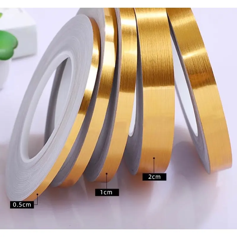 5 Meter List Sticker Gold Lebar 2CM/ LIST STRIP Gold Dekorasi /Stiker Dekorasi Kaca Cermin Moulding Lantai Keramik Interior