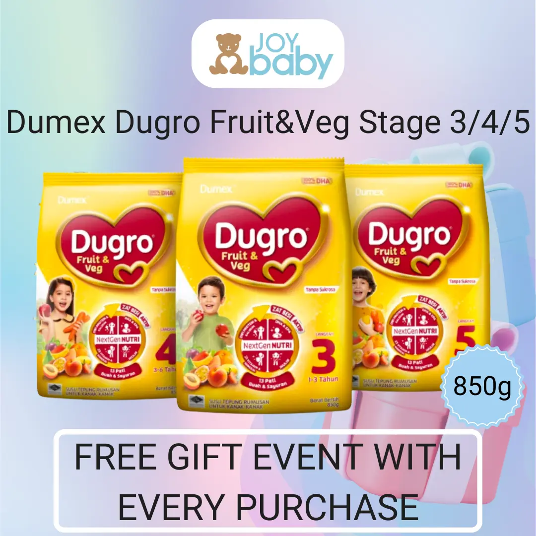 (Restock) Dumex Dugro Fruit & Veg Milk Formula (stage 3/4/5)(850g)
