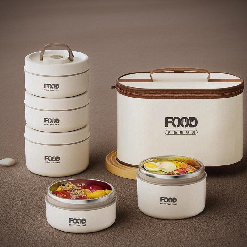 Insulated Lunch Box Set - Stackable Design - 3 Counts with Portable ...