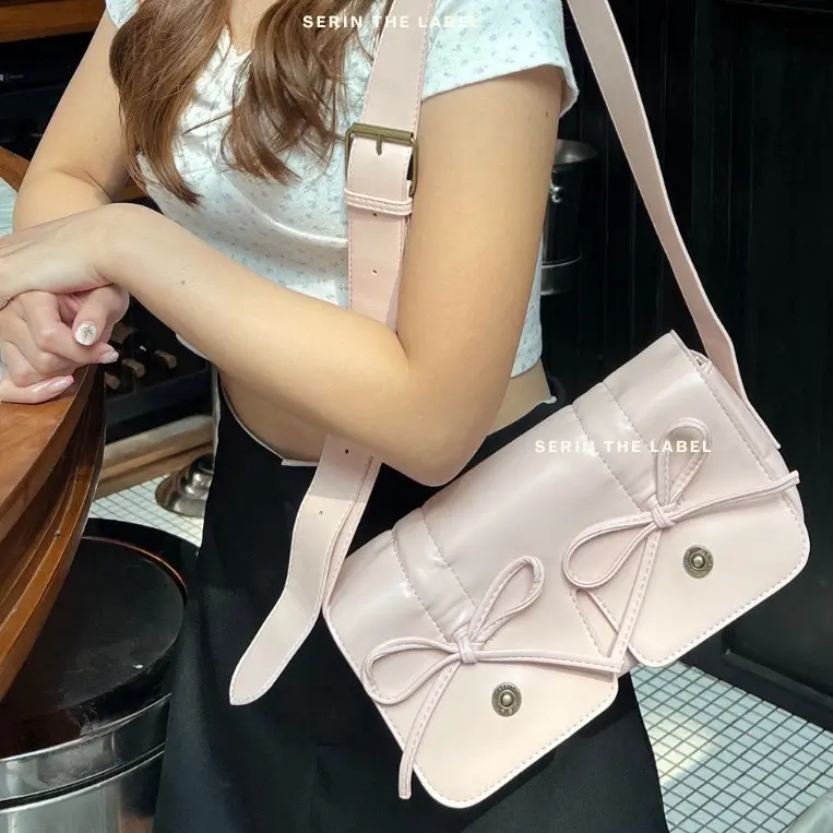 SERIN - IZZY BAG | Ribbon Bag | Coquette Bag | Tas Pita Wanita | YunJin Chubby Bag | Shoulder Bag | Korean Aesthetic Bag