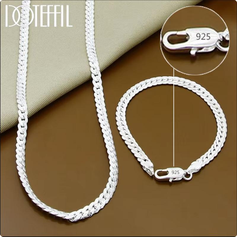 DOTEFFIL Dây chuyền/vòng tay bạc 925 Sterling 6mm, dài 8/16/18/20/22/24 inch,…