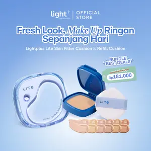 Lightplus by Wardah Cushion Bundle Lite Skin Filter Cushion + Refill Cushion - Make Up Ringan Tahan 8 Jam Flawless Coverage Powder Foundation Glad Setting BB Cream Soft Satin and Glow Lightening Light Plus Light+ Lite Liteplus Lite+ Makeup