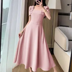 Dress pesta premium formal wanita gaun midi simple scuba casual kondangan pendek Banyak varian warna