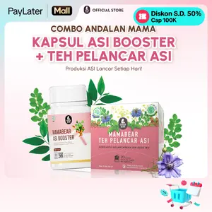 MamaBear Combo Andalan Mama Kapsul ASI Booster + Teh Pelancar ASI Ikan Gabus Free BPOM Halal