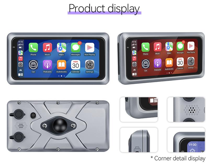 Product Introduction of M6 Motorcycle Portable GPS Navigation Dash Cam Recorder Wireless Apple Carplay Android Auto 6.25 Inch Touch Screen IPX7 Waterproof Tire Pressure System TPMS Metal body 16