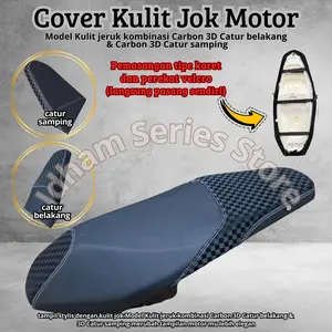 (Langsung Pasang) Jok Kulit Cover Sarung Jok Motor Bahan Kulit Jeruk Carbon Catur 3D 4D Premium Tahan Lama Anti Air & Cakar Kucing Desain Modern Elegan variasi Model Samping abstrak murah