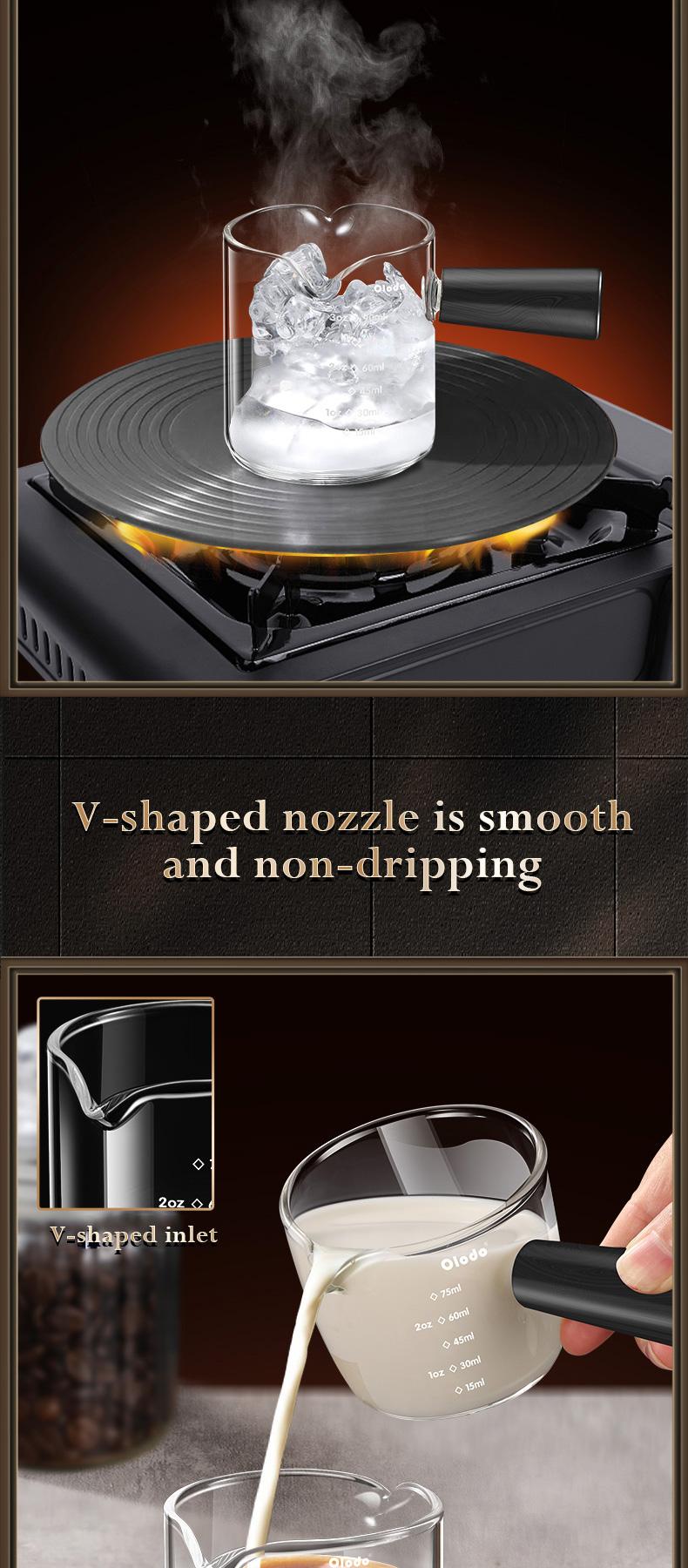 Product Introduction of Acacia wood thickened transparent coffee maker hand brewed high borosilicate light luxury high-end coffee cup, coffee small milk cup, milk foam cup 3