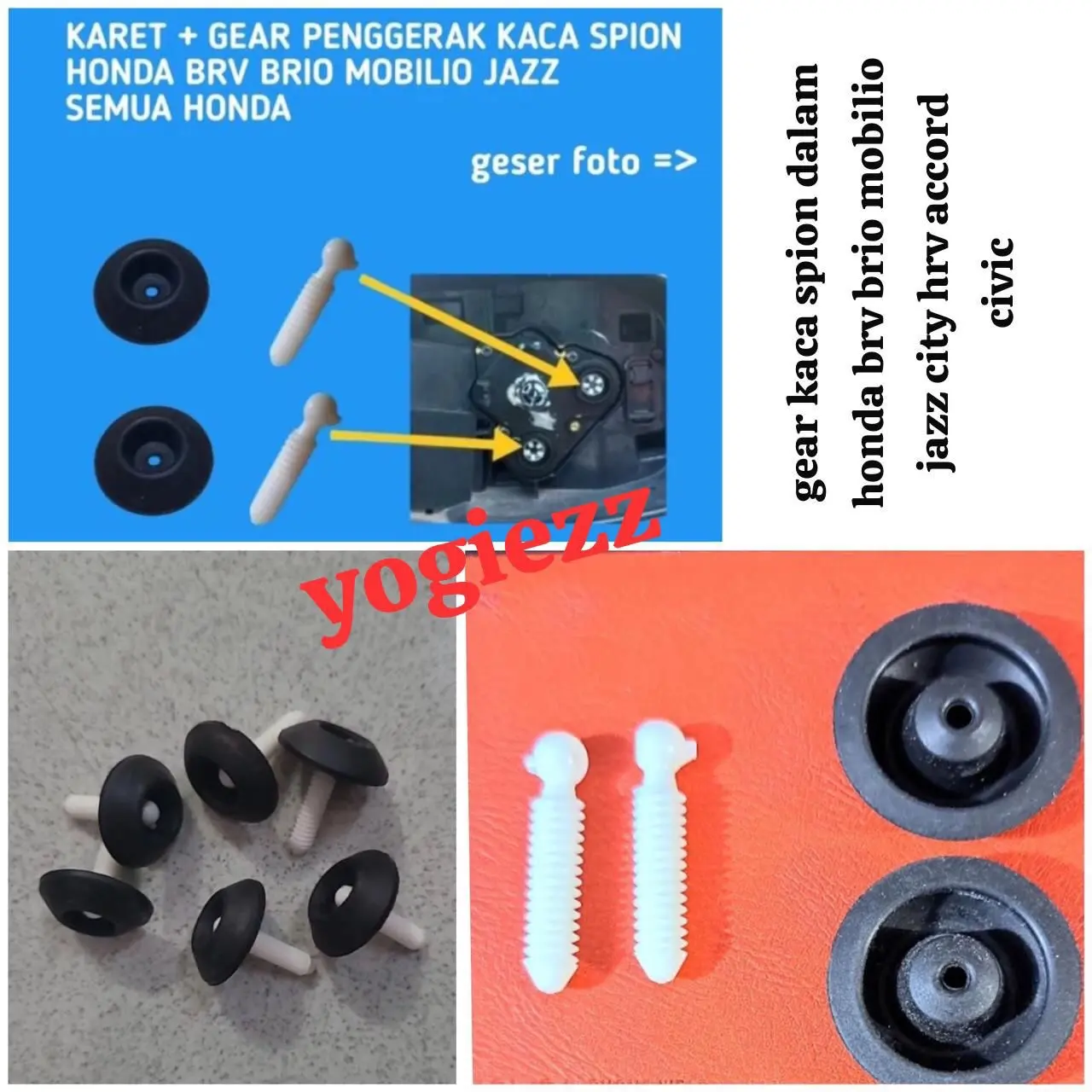 gear karet kaca spion honda brv brio mobilio jazz city civi  accord hrv crv gear kaca spion karet masuk semua honda