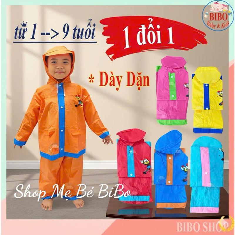  Áo mưa BỘ cho bé nhựa dày dặn áo mưa trẻ em chống thấm tốt có size cho bé 1-9 tuổi 