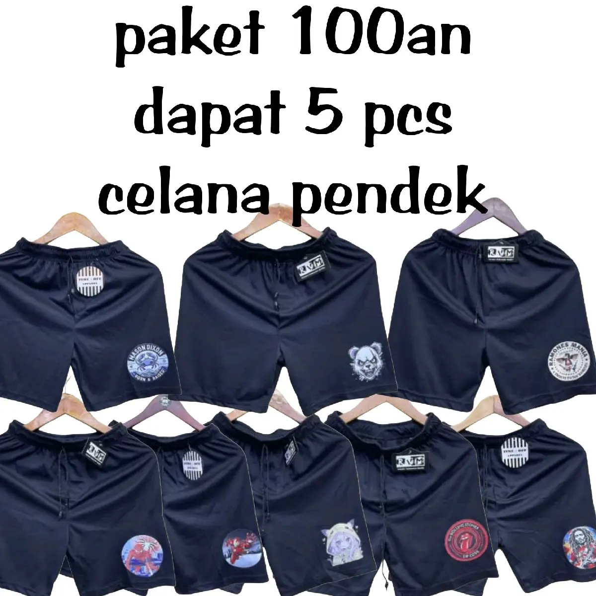 Paket 5pcs | Celana pendek pria | short pants | celana boxer | celana dewasa santai unisex | smukDclothes Surfing Distro Motif Kolor polos