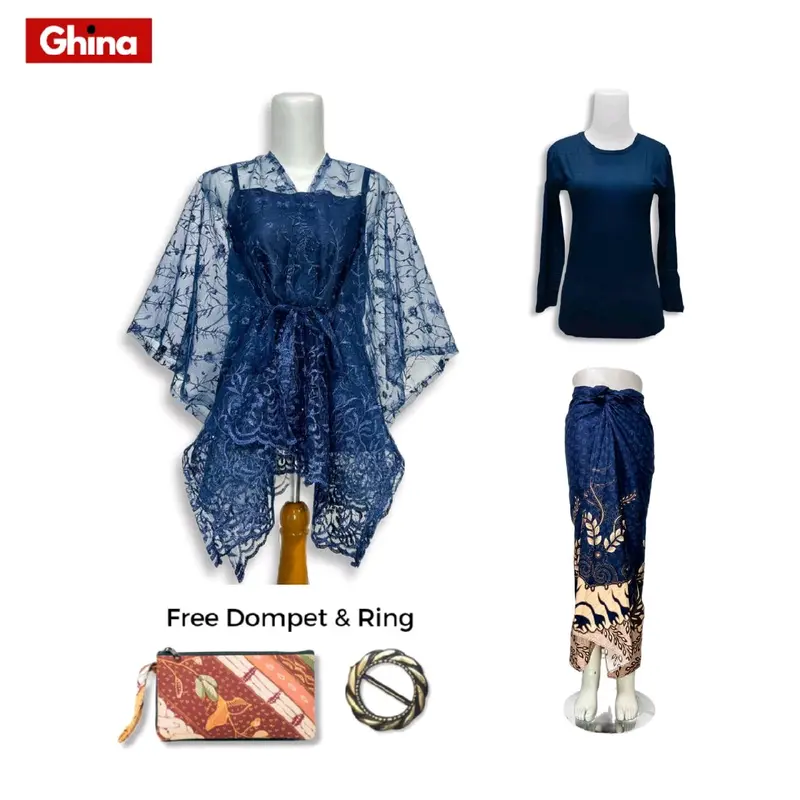 Paket Kondangan 5in1 - Kebaya Ghina One Set Kondangan Wanita Kekinian Outer Brokat Tile Premium Cardi Setelan Kebaya Modern Polos Pesta Dress Remaja Dewasa Mewah kebaya graduation kelulusa kebaya burgundy Baju Atasan Natal Wisuda 4