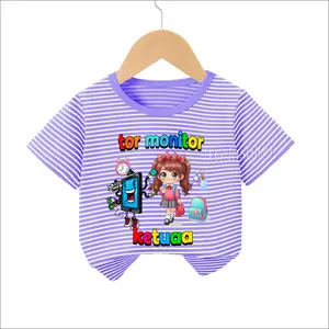 Atasan Baju Kaos Salur Untuk Anak Perempuan Motif TOR MONITOR Viral Usia 1-12 Tahun Fashion Bahan Nyaman Warna Cerah Ukuran S-3XL